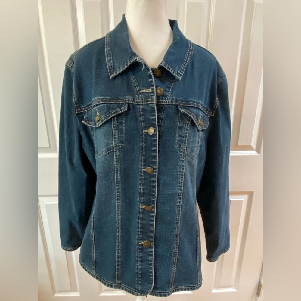 Live a Little Classic Blue Washed Denim Jacket Size 1X